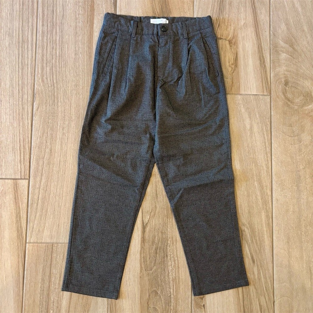 Zara Dress Pants Womens Size 10 Gray Micro Check Houndstooth High Waist